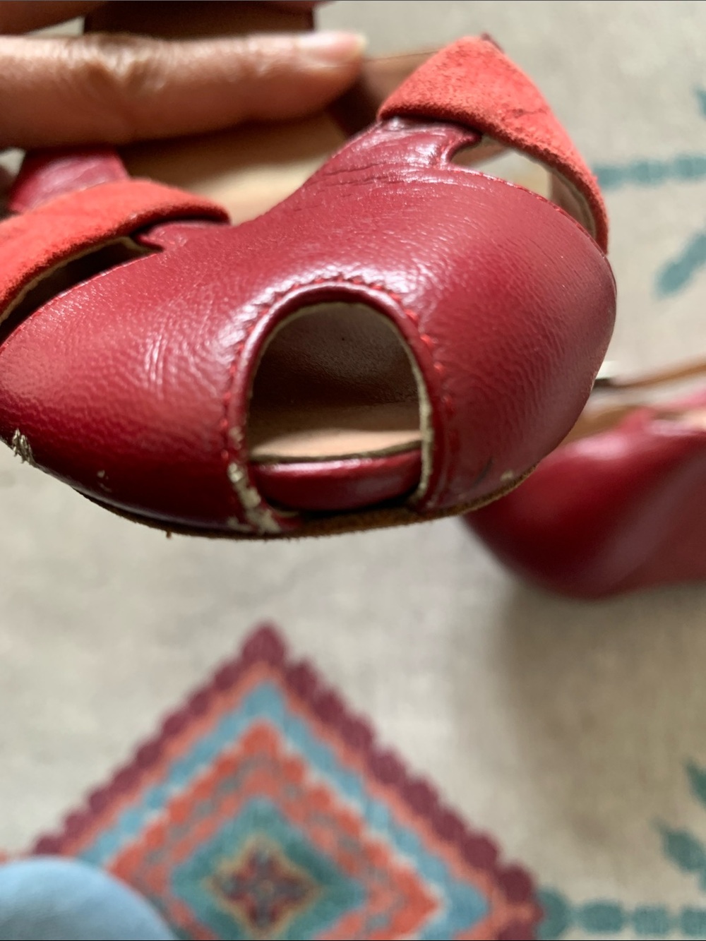 C Label Red Open-Toe Ankle Strap Heels - Picture 5 of 6